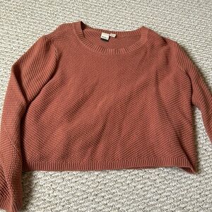 Roxy womens sweater brown long sleeve sz medium scoop neck